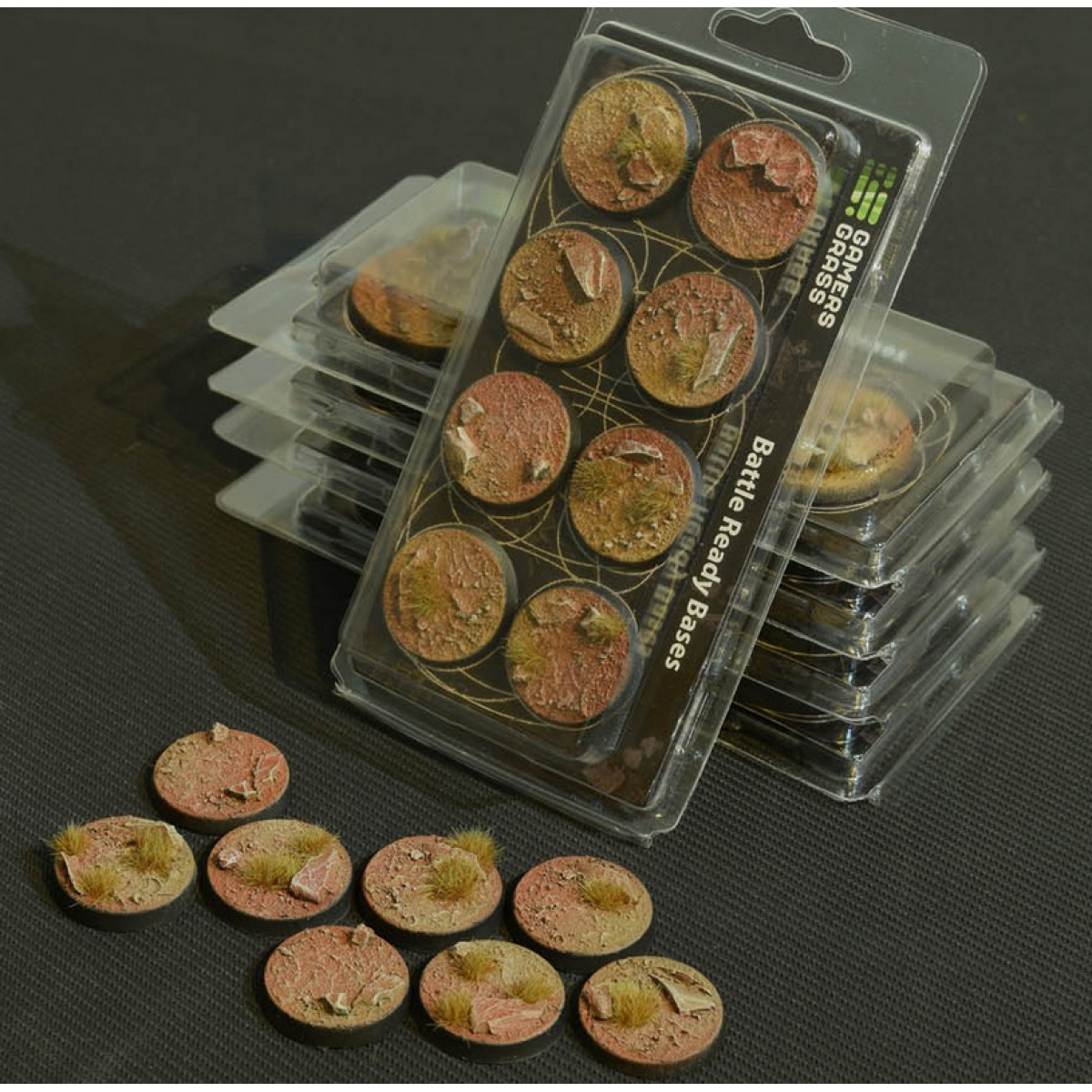 Battle Ready Bases GamersGrass Badland Bases Round - Basette Rotonde Preverniciate Da 40 Mm Per Warhammer E Modellismo